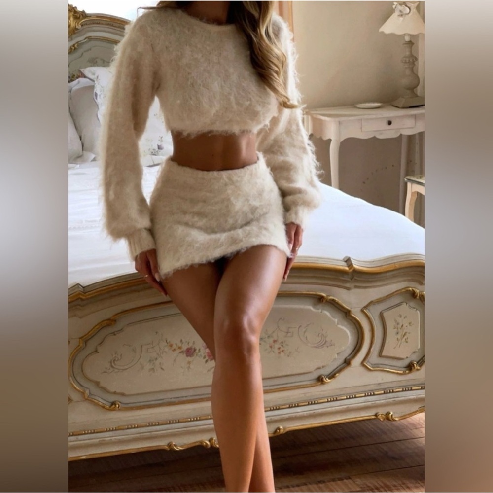 Outcast Cream Mini  fur Skirt